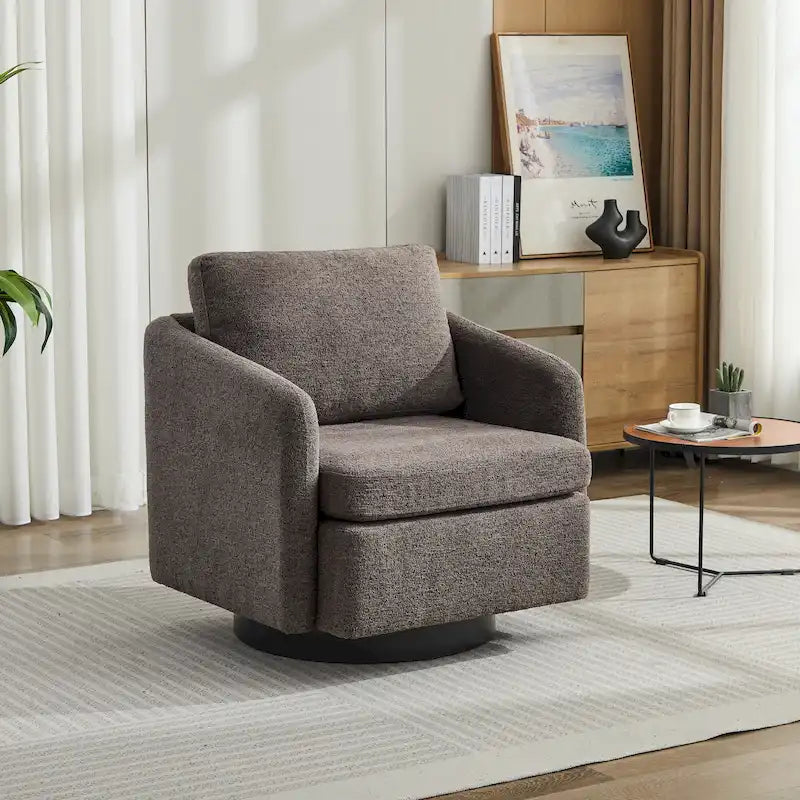 Fauteuil de salon pivotant en chenille