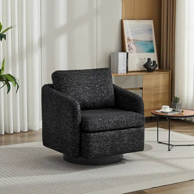 Fauteuil de salon pivotant en chenille