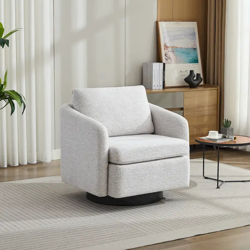 Fauteuil de salon pivotant en chenille
