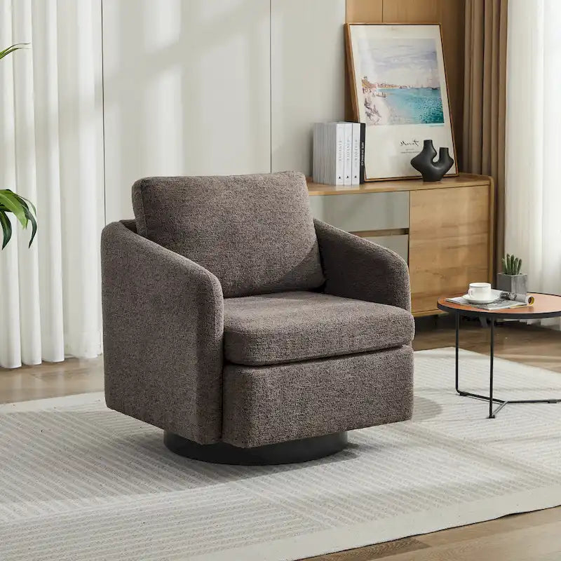 Fauteuil de salon pivotant en chenille