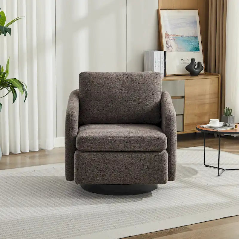Fauteuil de salon pivotant en chenille