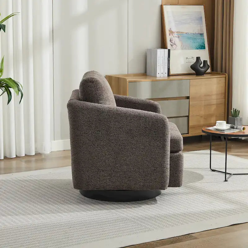 Fauteuil de salon pivotant en chenille