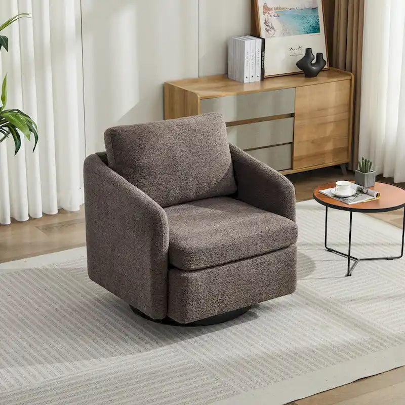 Fauteuil de salon pivotant en chenille