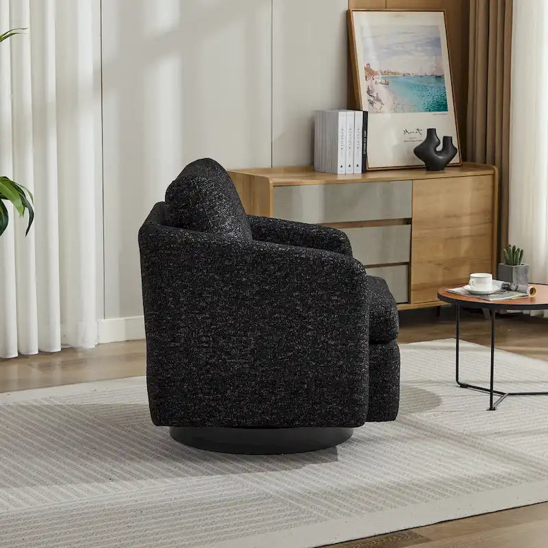 Fauteuil de salon pivotant en chenille