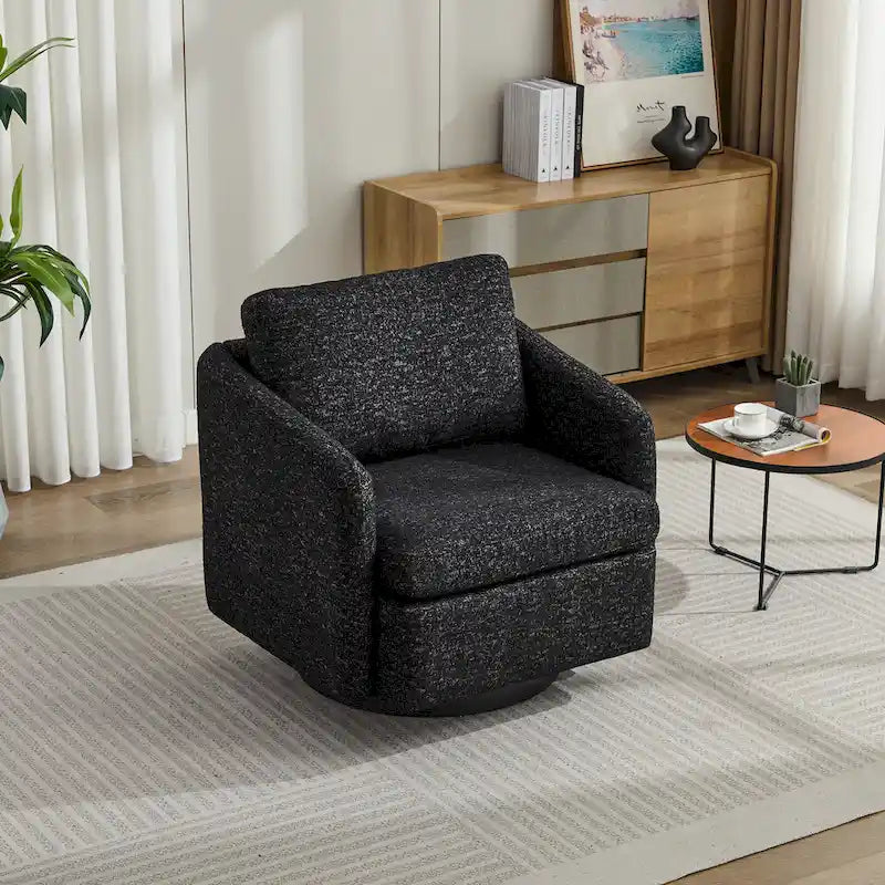 Fauteuil de salon pivotant en chenille