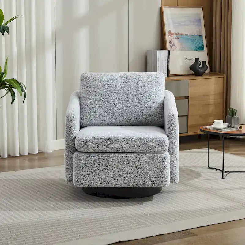 Fauteuil de salon pivotant en chenille