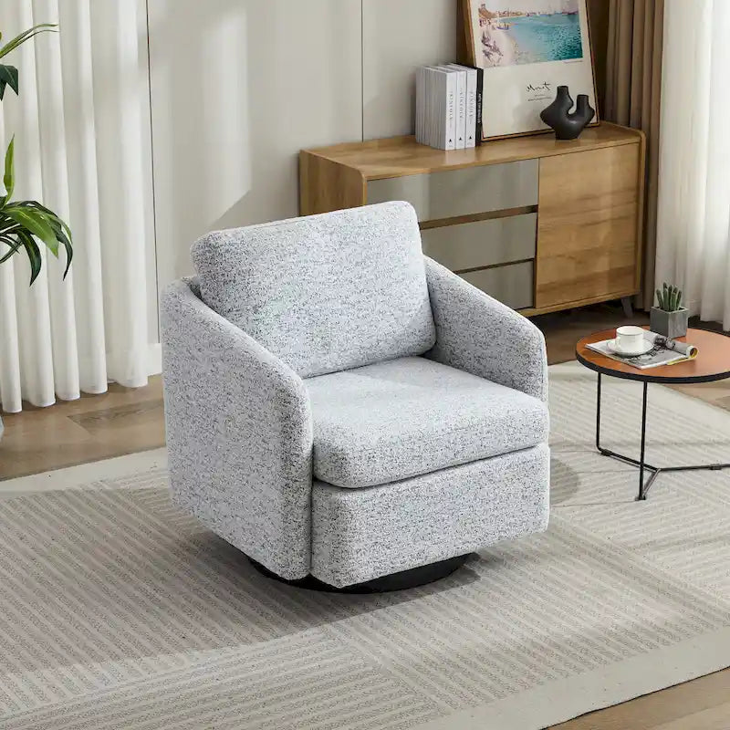 Fauteuil de salon pivotant en chenille