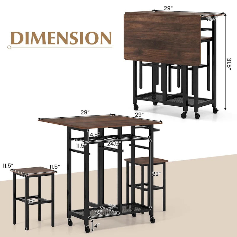 Tables et chaises de salle à manger à roulettes