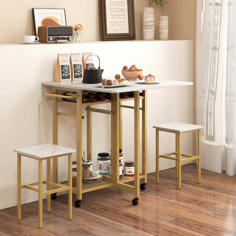 Tables et chaises de salle à manger à roulettes