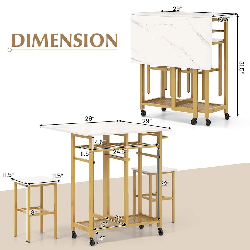 Tables et chaises de salle à manger à roulettes