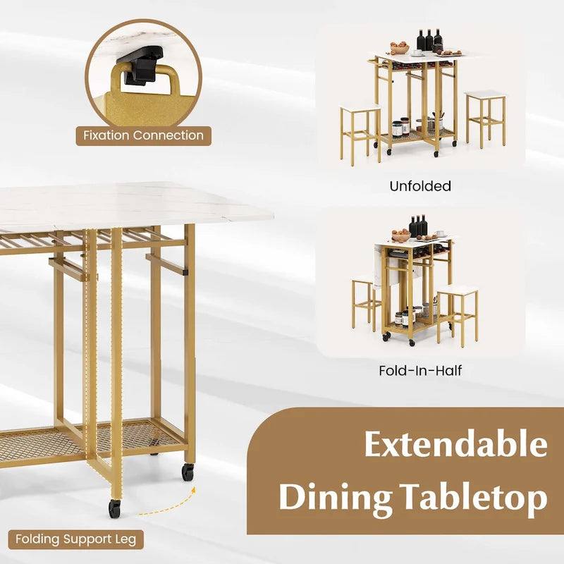 Tables et chaises de salle à manger à roulettes