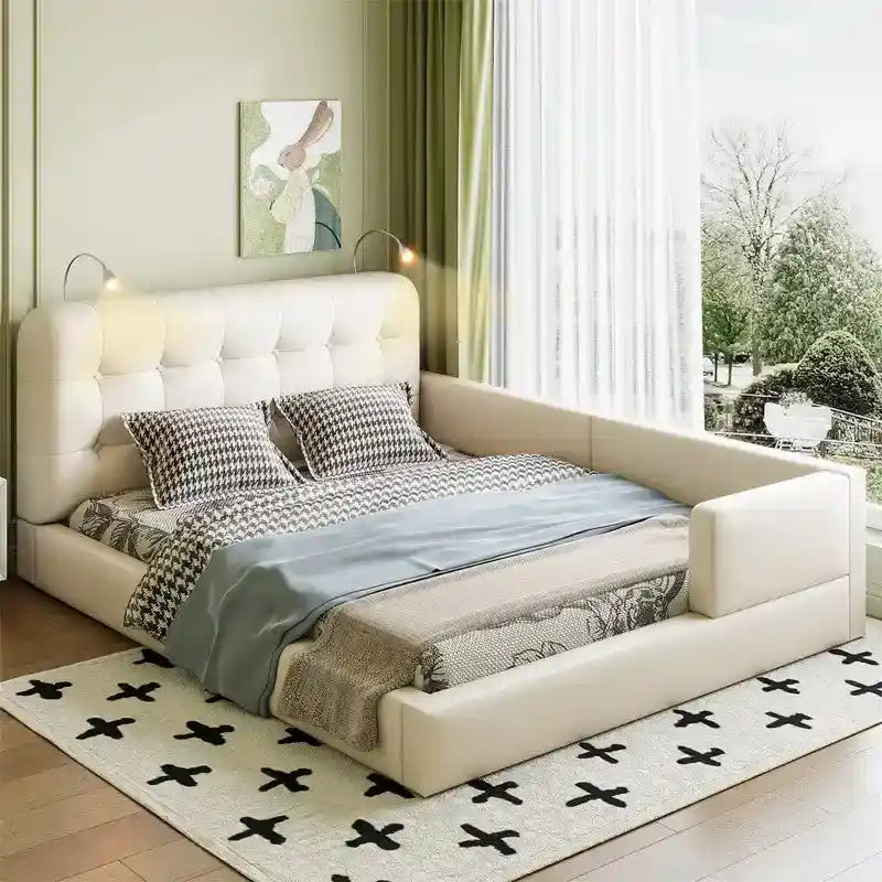 Cadre de lit rembourré de taille « queen »