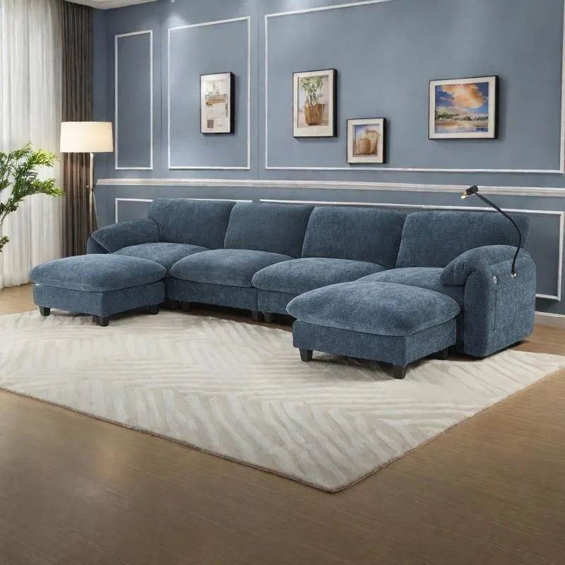 Canapé d'angle en velours côtelé