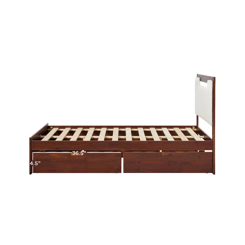 Lit plateforme de rangement en bois massif de style médiéval
