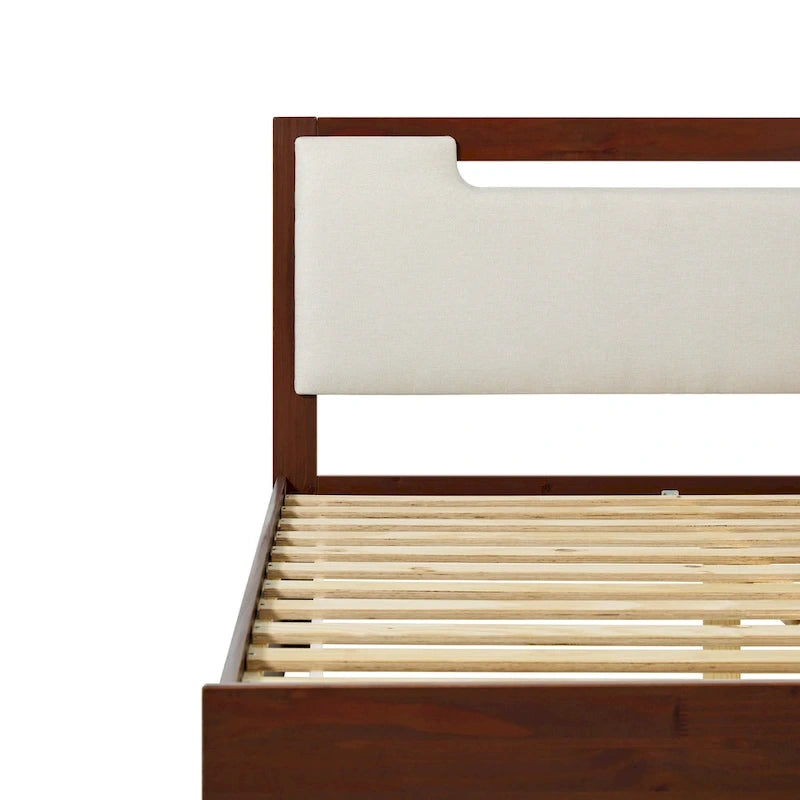 Lit plateforme de rangement en bois massif de style médiéval