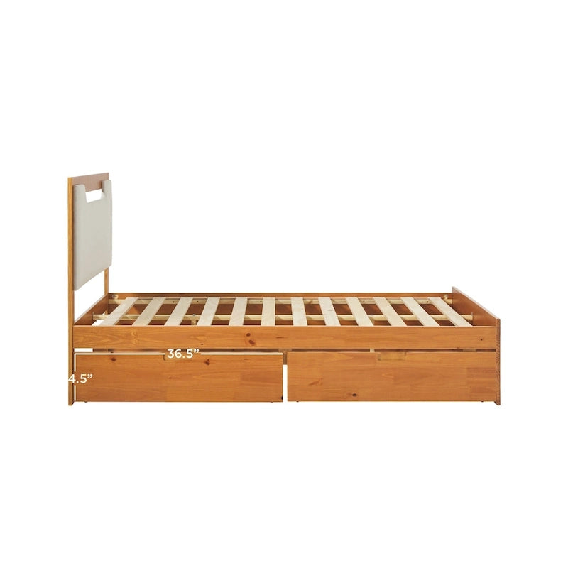 Lit plateforme de rangement en bois massif de style médiéval