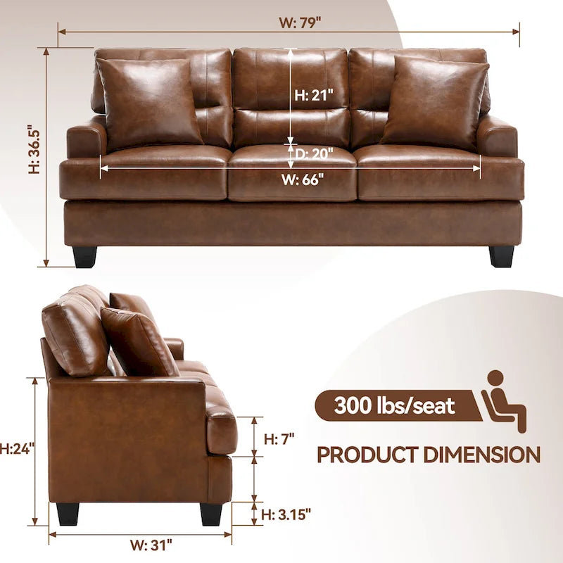 Canapé en cuir PU de haute qualité, confortable.