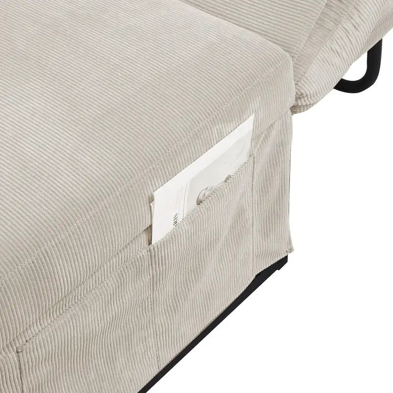 Fauteuil inclinable convertible 4-en-1 en velours côtelé blanc