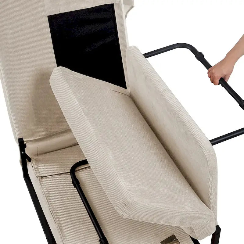 Fauteuil inclinable convertible 4-en-1 en velours côtelé blanc