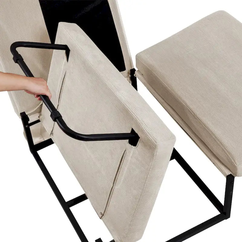 Fauteuil inclinable convertible 4-en-1 en velours côtelé blanc