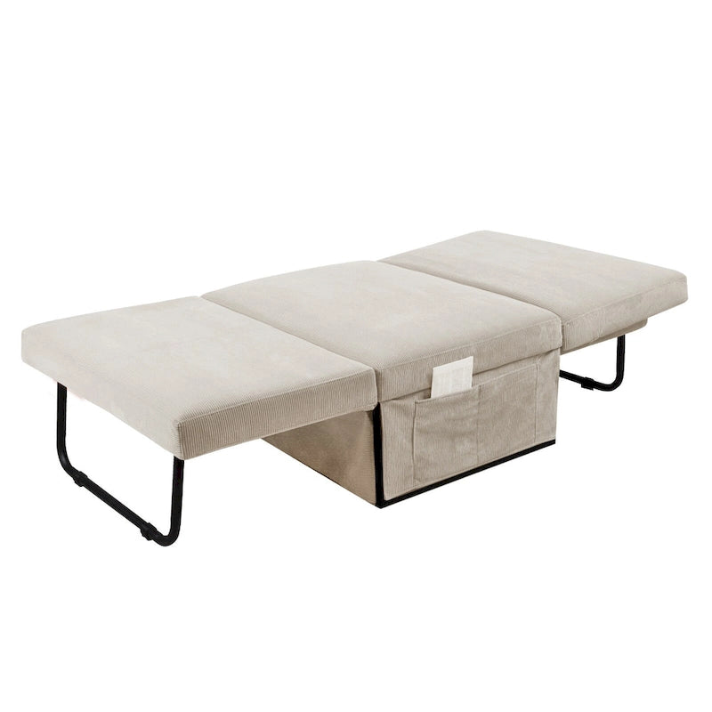 Fauteuil inclinable convertible 4-en-1 en velours côtelé blanc