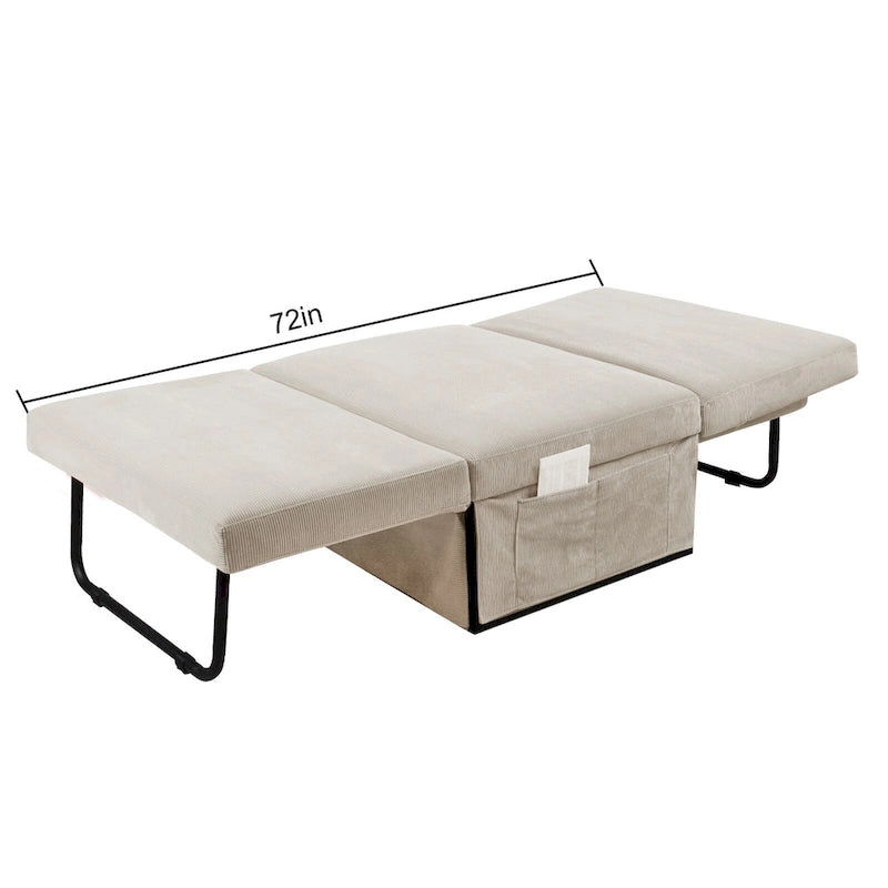 Fauteuil inclinable convertible 4-en-1 en velours côtelé blanc