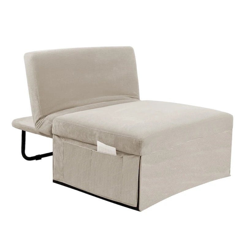 Fauteuil inclinable convertible 4-en-1 en velours côtelé blanc