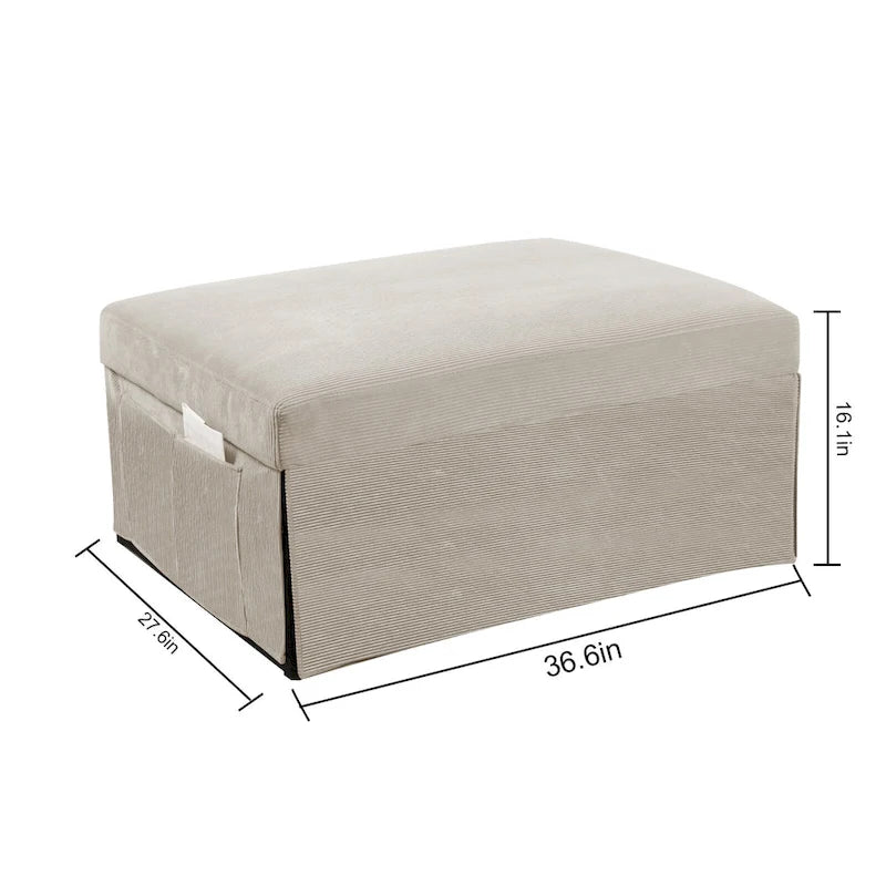 Fauteuil inclinable convertible 4-en-1 en velours côtelé blanc
