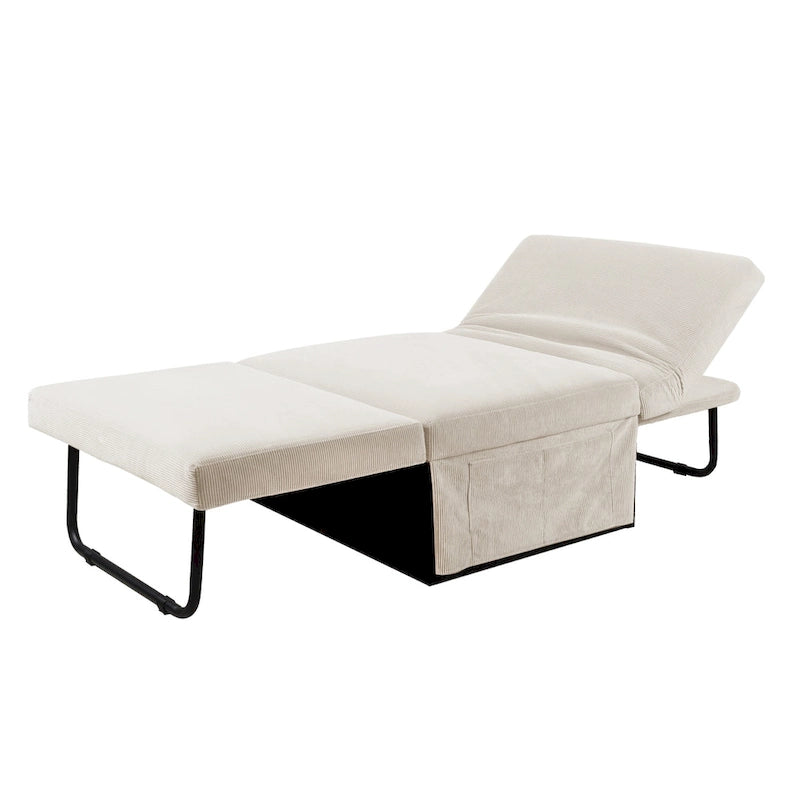 Fauteuil inclinable convertible 4-en-1 en velours côtelé blanc