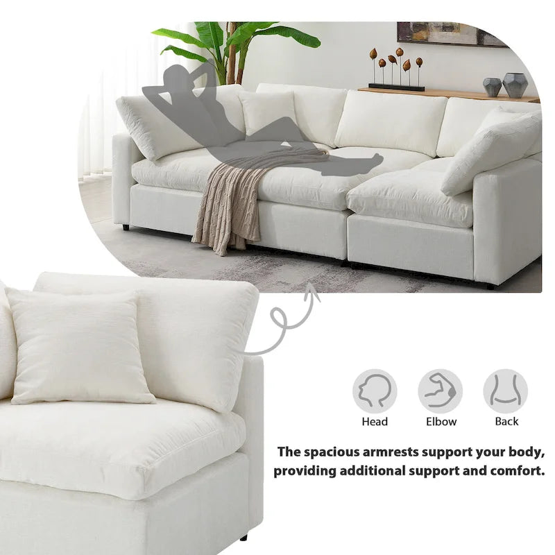 Canapé d'angle en chenille beige
