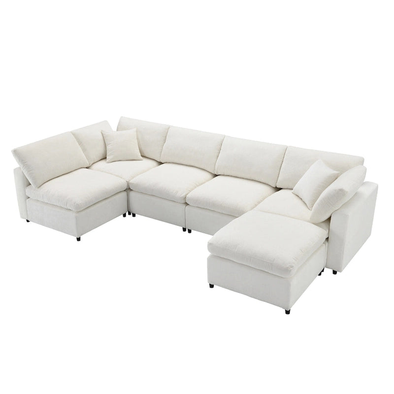 Canapé d'angle en chenille beige