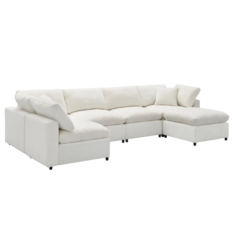 Canapé d'angle en chenille beige
