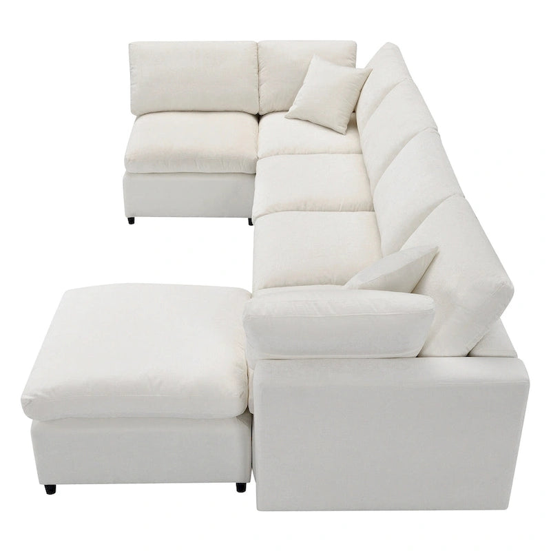 Canapé d'angle en chenille beige