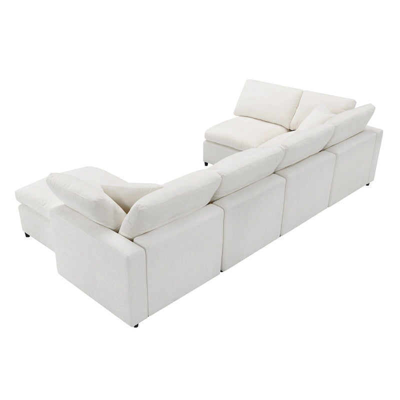 Canapé d'angle en chenille beige