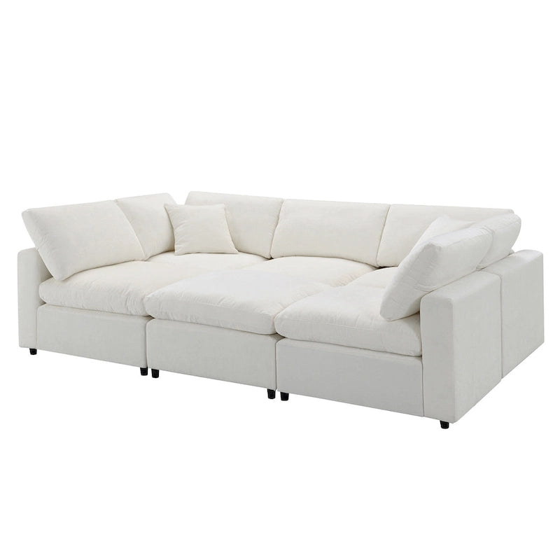 Canapé d'angle en chenille beige