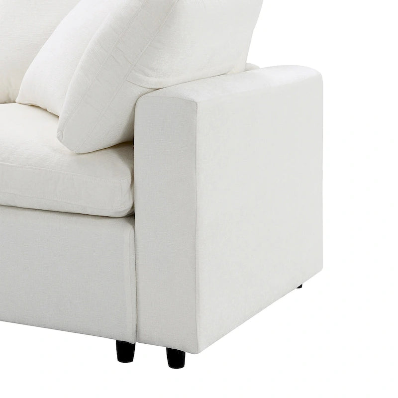Canapé d'angle en chenille beige