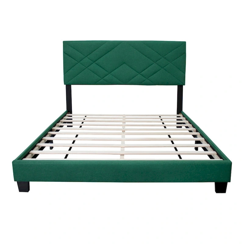 Lit plateforme réglable en velours vert