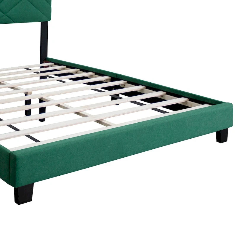 Lit plateforme réglable en velours vert
