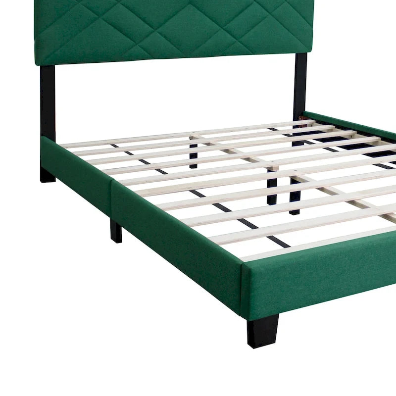 Lit plateforme réglable en velours vert