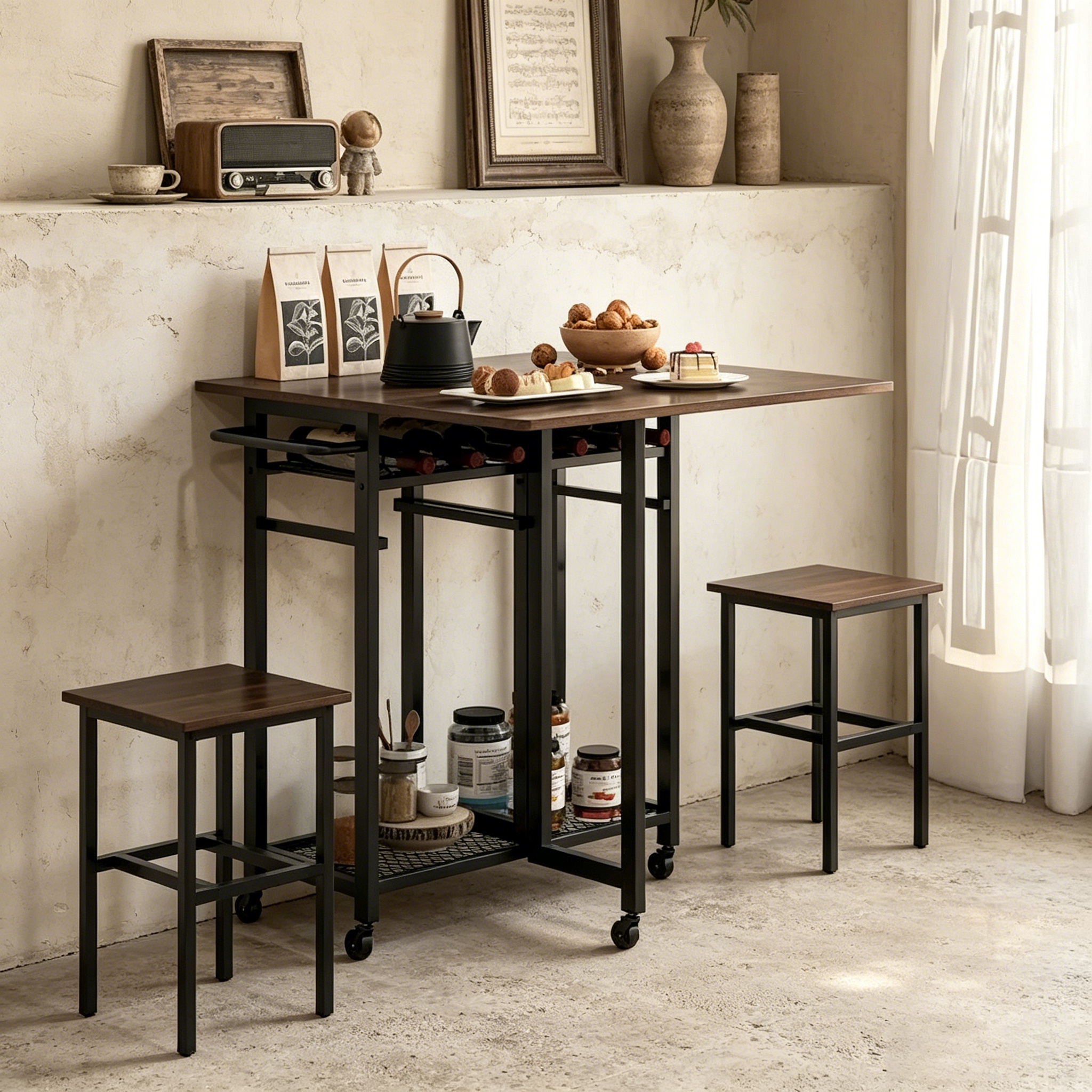 Tables et chaises de salle à manger à roulettes