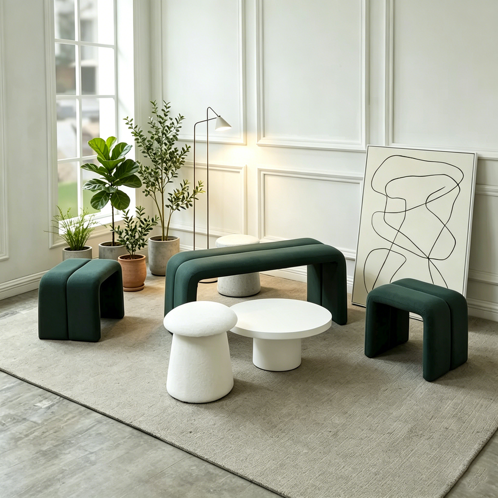 Banc/Repose-pieds rembourré moderne