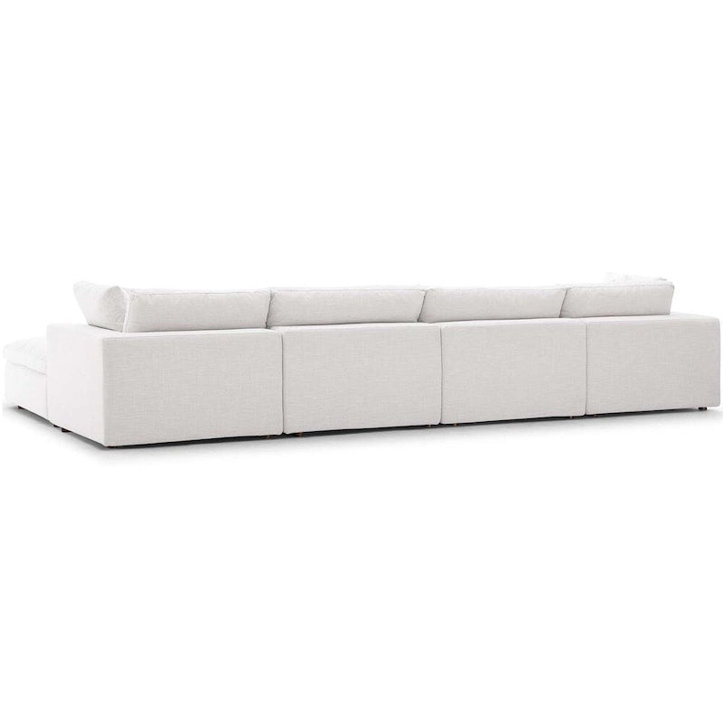 Ensemble de cinq canapés en tissu/bois garnis de duvet