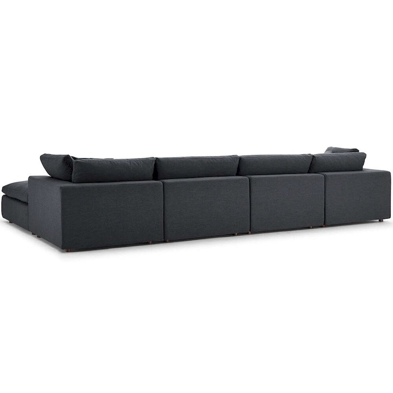 Ensemble de cinq canapés en tissu/bois garnis de duvet