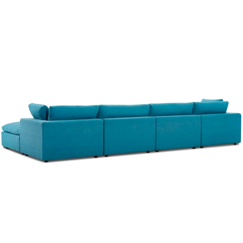 Ensemble de cinq canapés en tissu/bois garnis de duvet