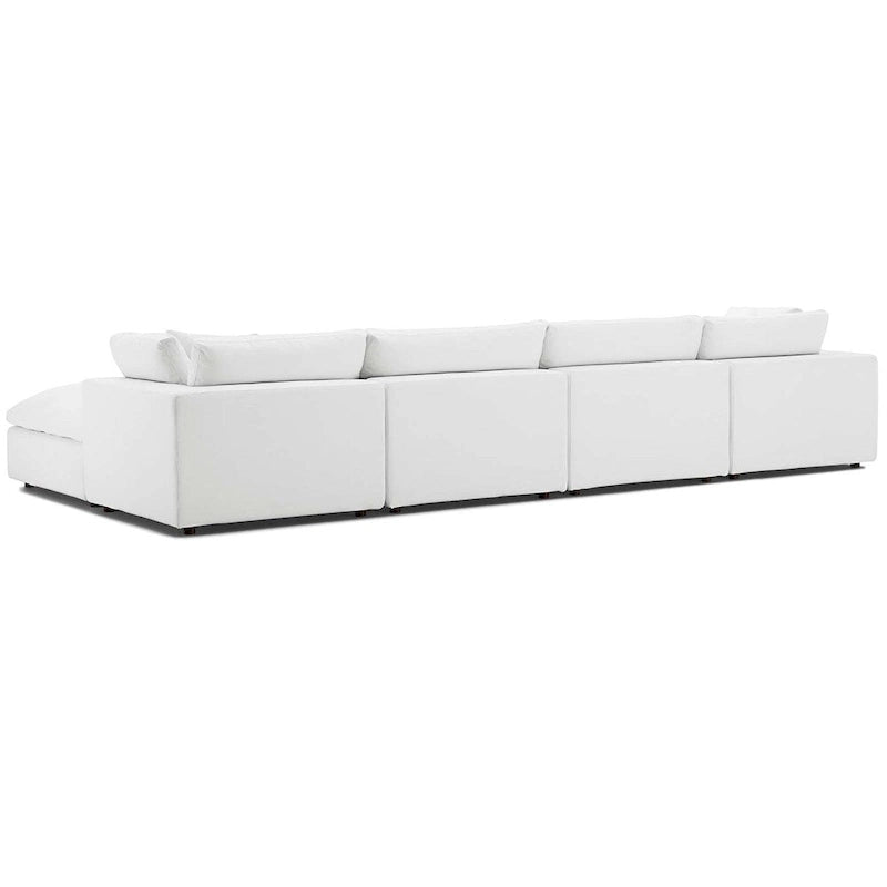 Ensemble de cinq canapés en tissu/bois garnis de duvet