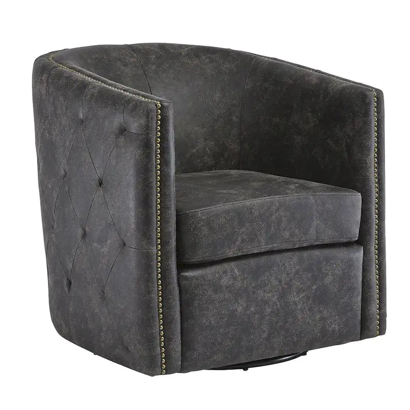 Chaise de bureau noire pivotante vieillie