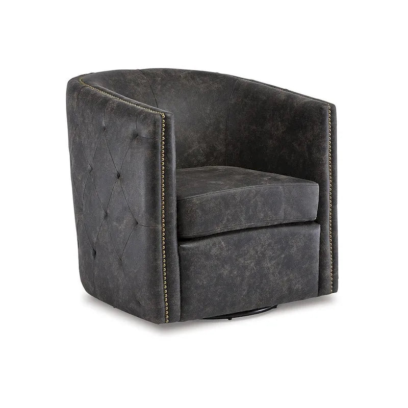Chaise de bureau noire pivotante vieillie