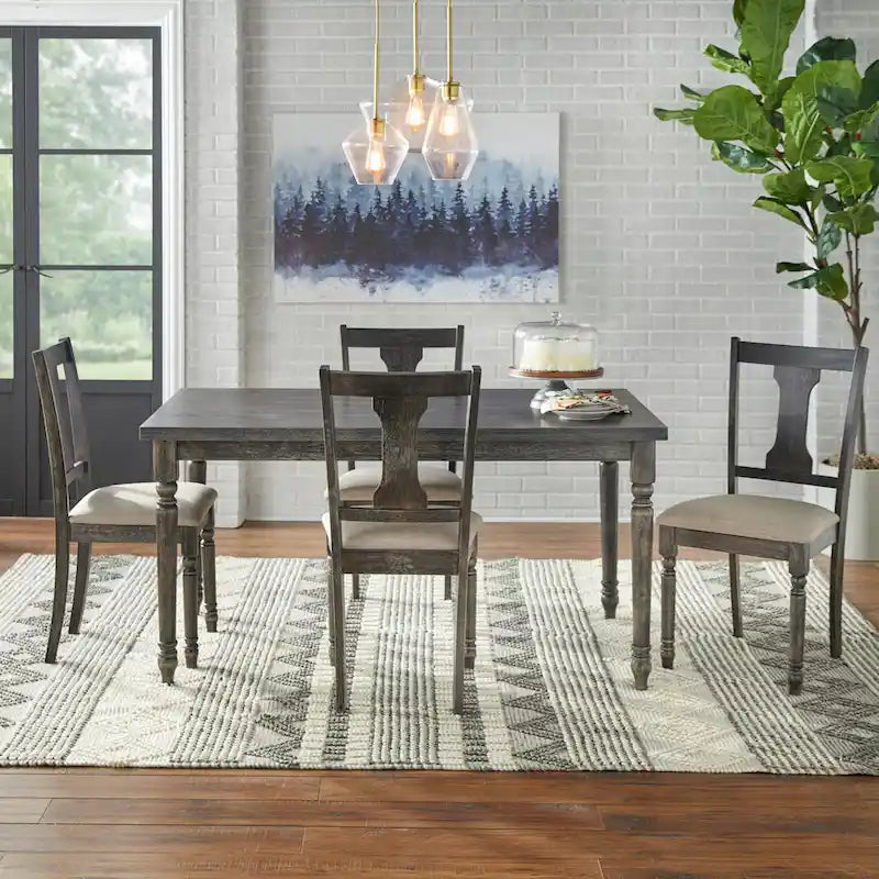 Table de salle à manger en bois brûlé