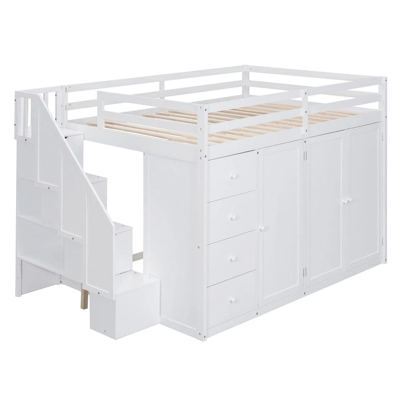Lit mezzanine en bois pleine grandeur