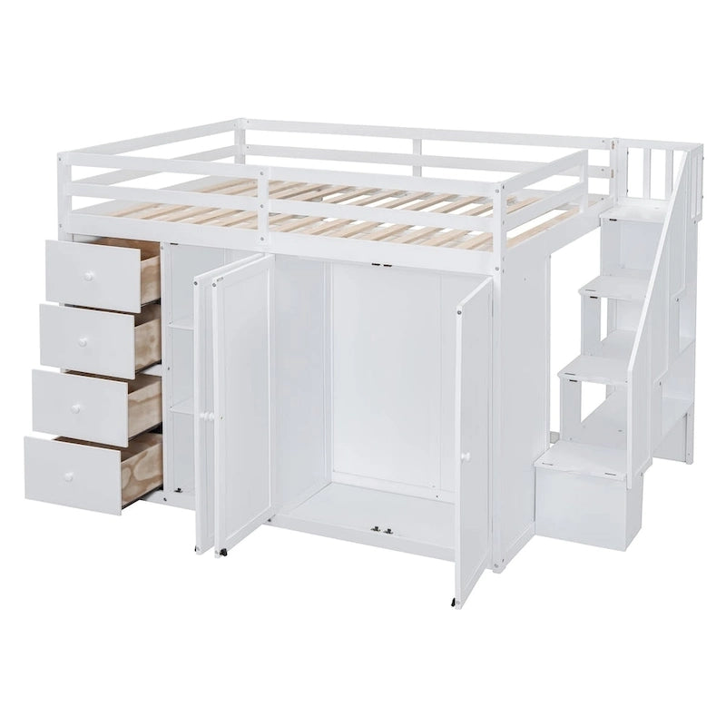 Lit mezzanine en bois pleine grandeur